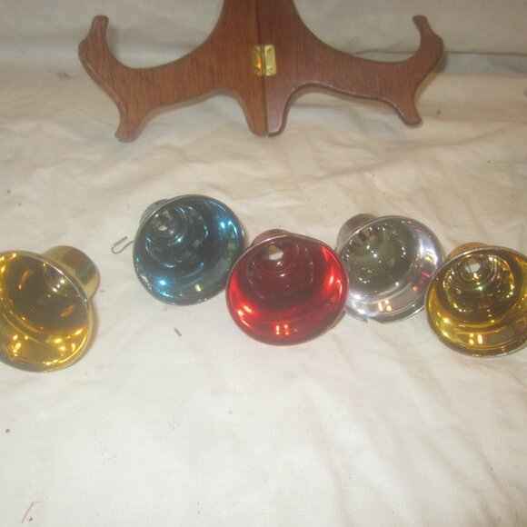 RETRO VTG PLASTIC BELL ORNAMENTS, VARIED COLORS, SET OF 5 - Picture 6 of 7
